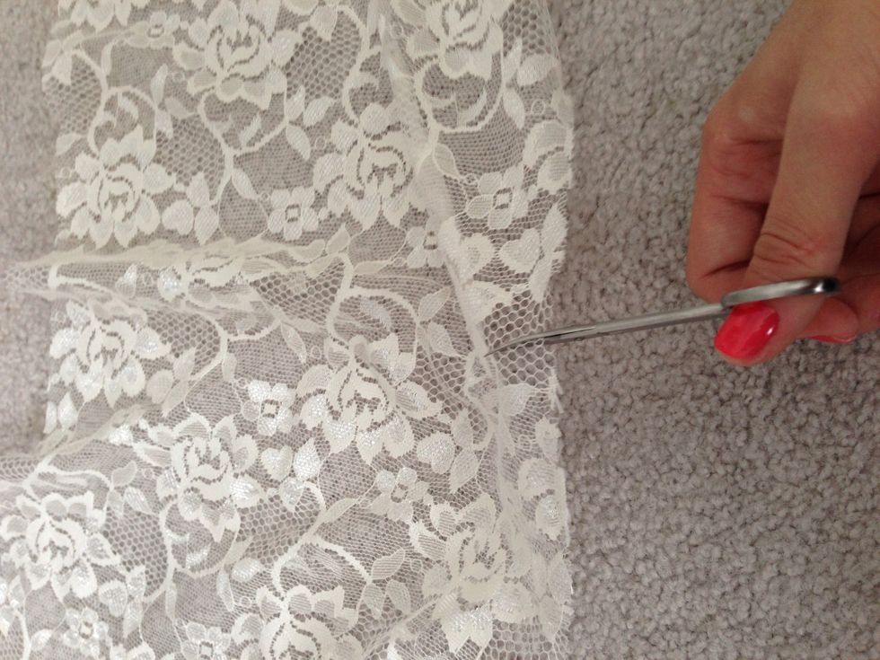 Then cut out a little piece of lace in a rough shape of your nail