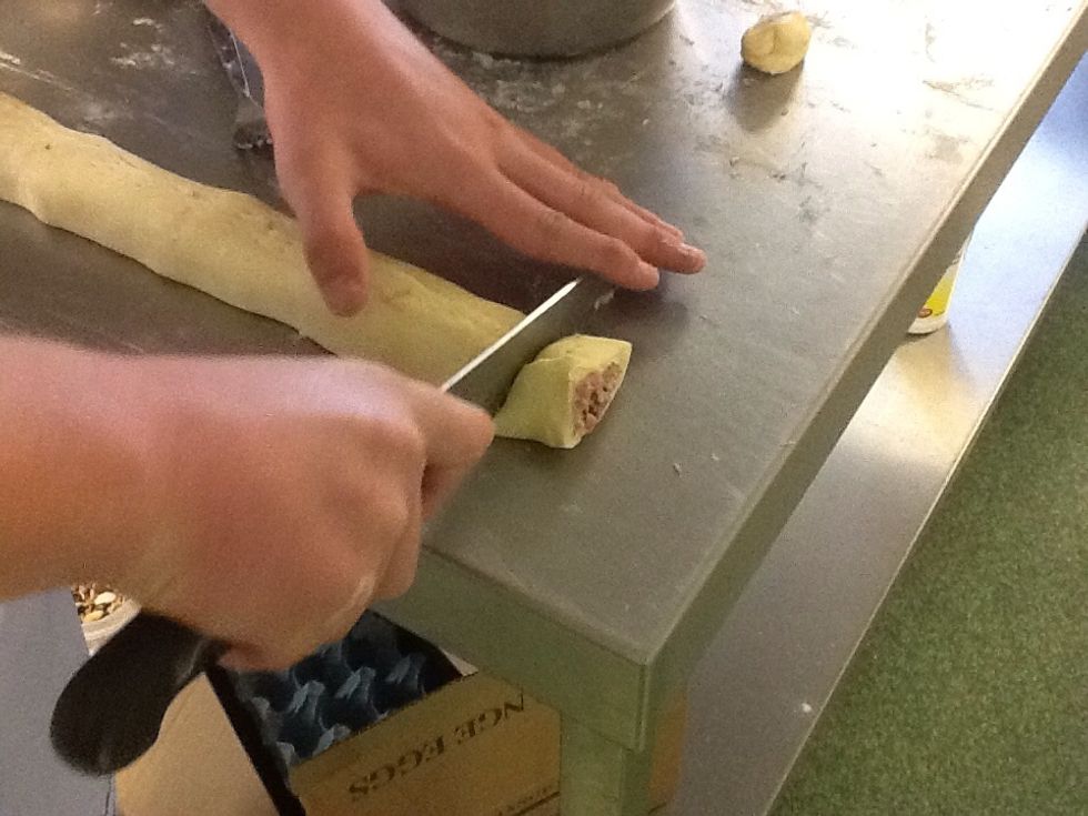 Then cut them into any size you like but I prefer bite size sausage rolls.