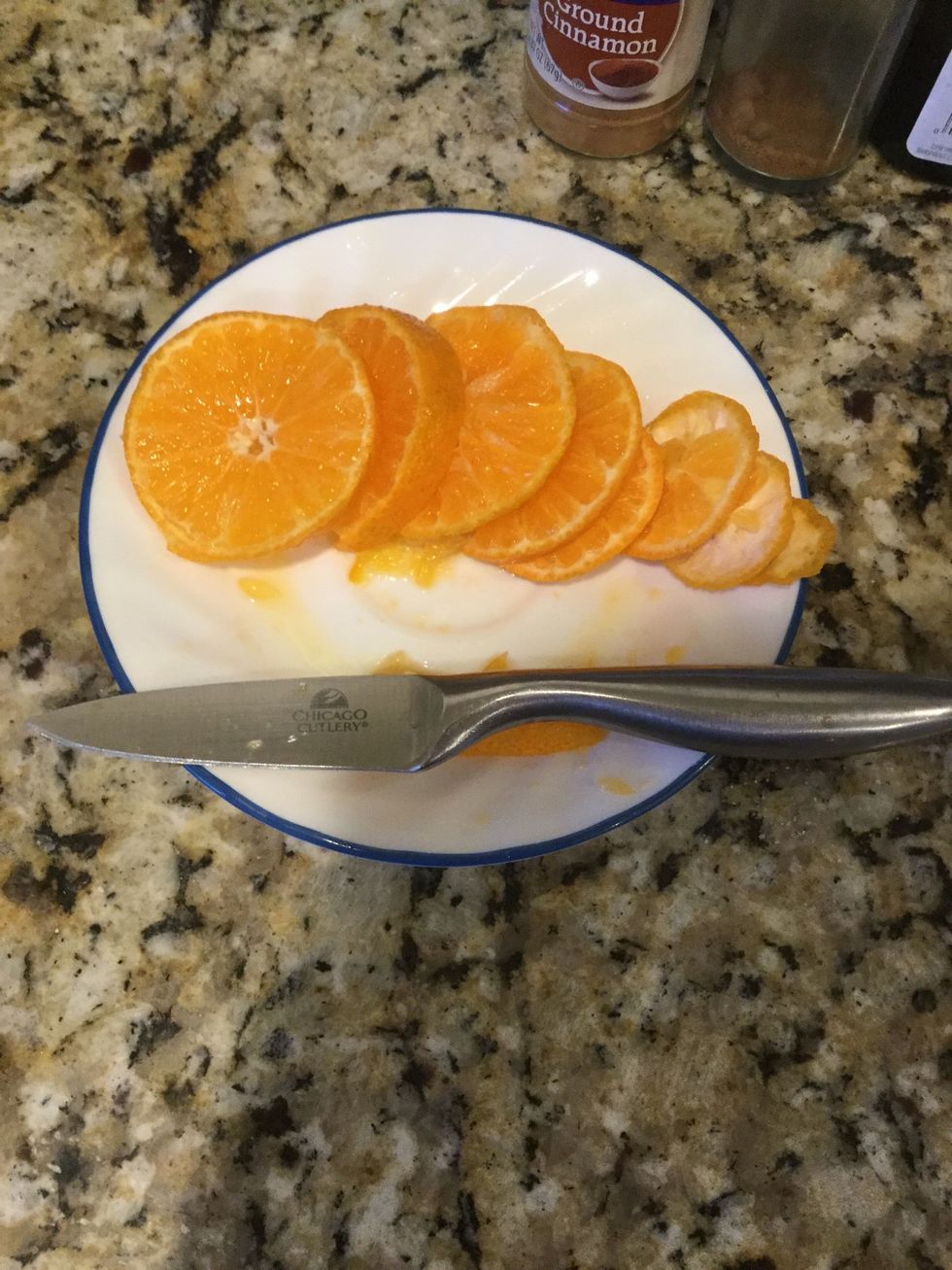 Then cut your orange into slices
