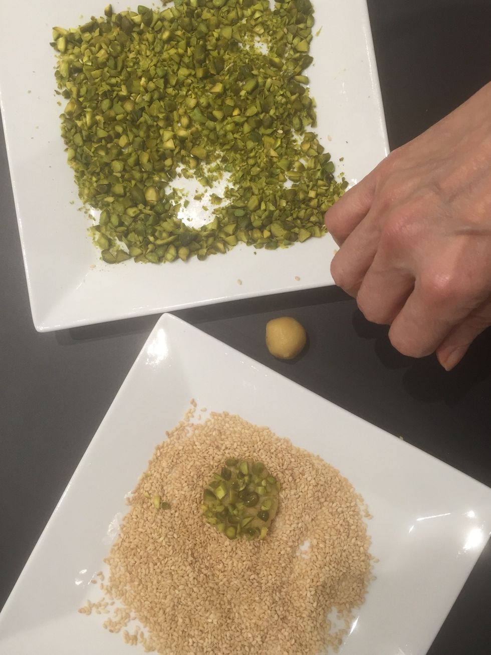 Then dip it in the sesame with a little more pressure