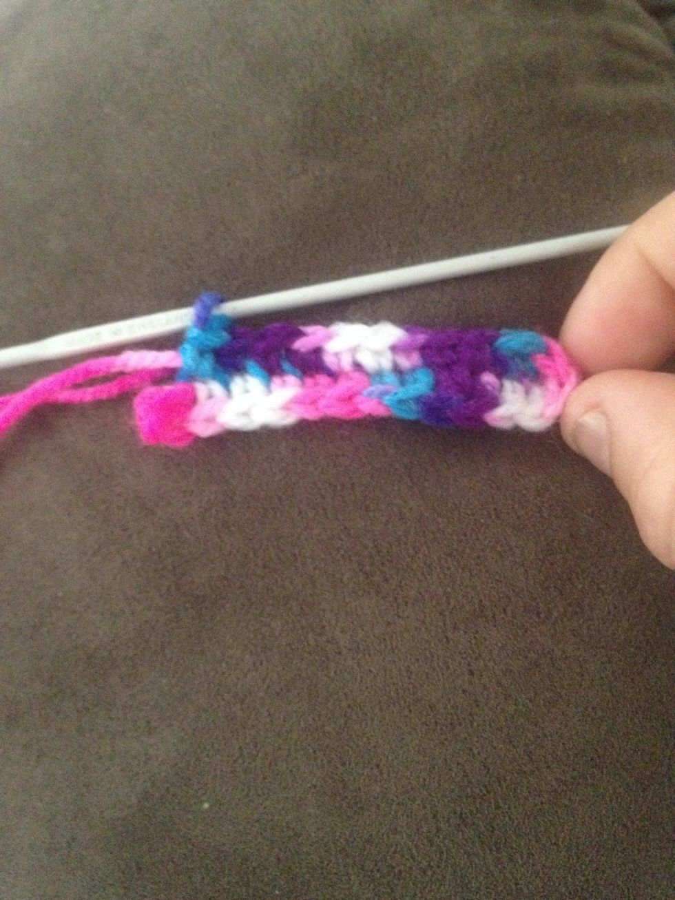 Then do 6 single crochet in next 6 stitches and it should look like this