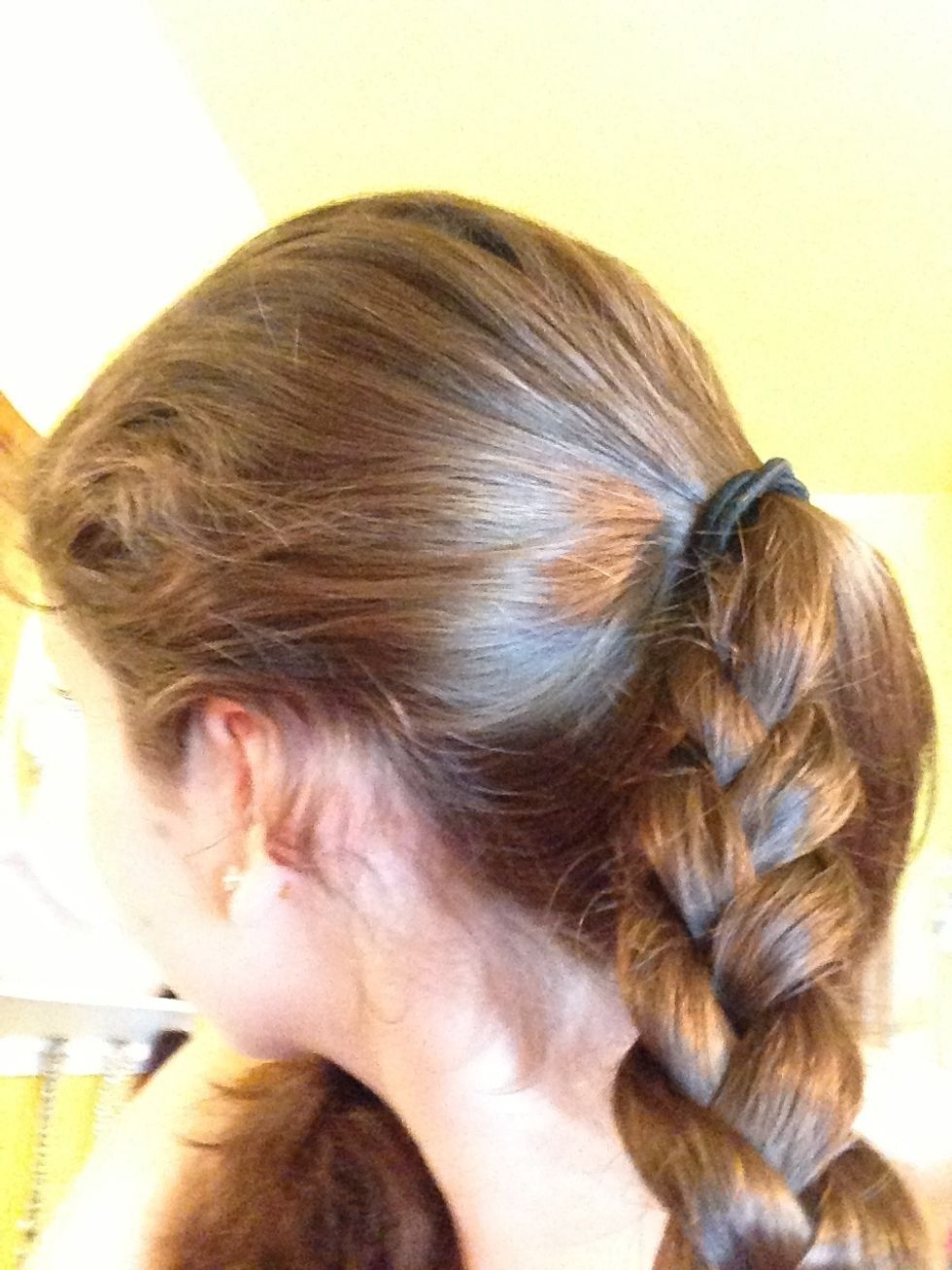 Then do a simple braid on the two pieces of hair you just split apart!