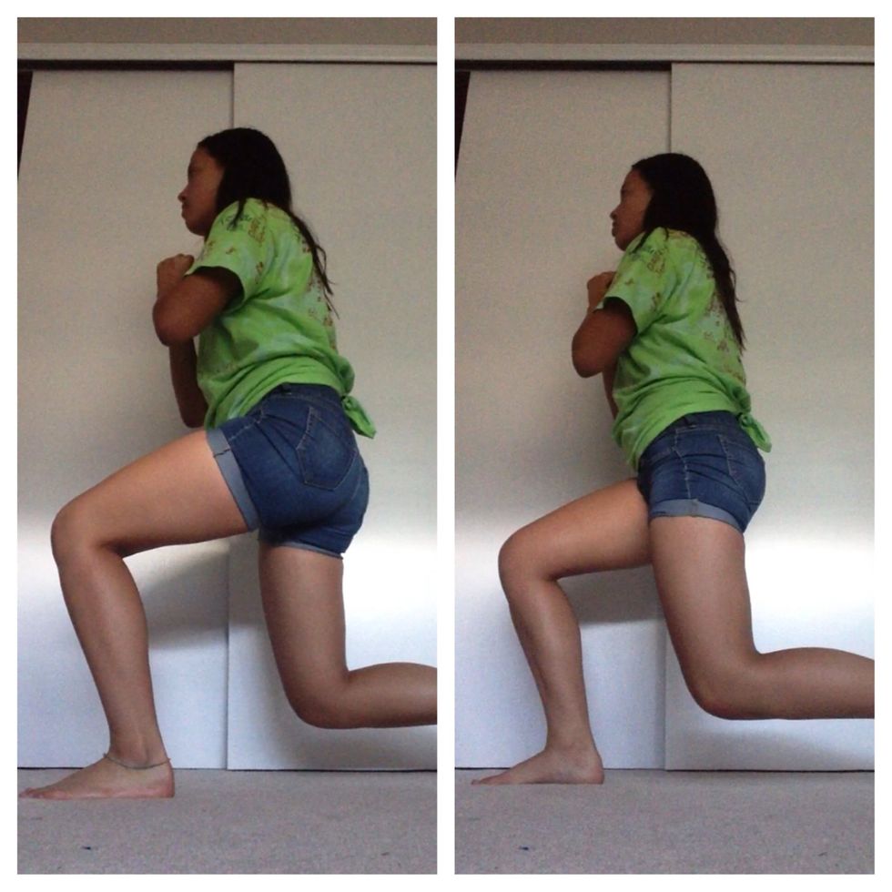 Then do lunge jumps and make sure to do 20 lunges on each side.