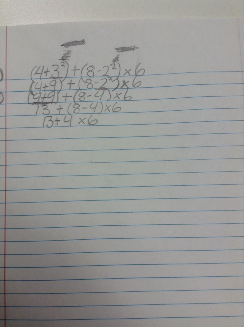 Then, do the problem in the other set of parenthesis.