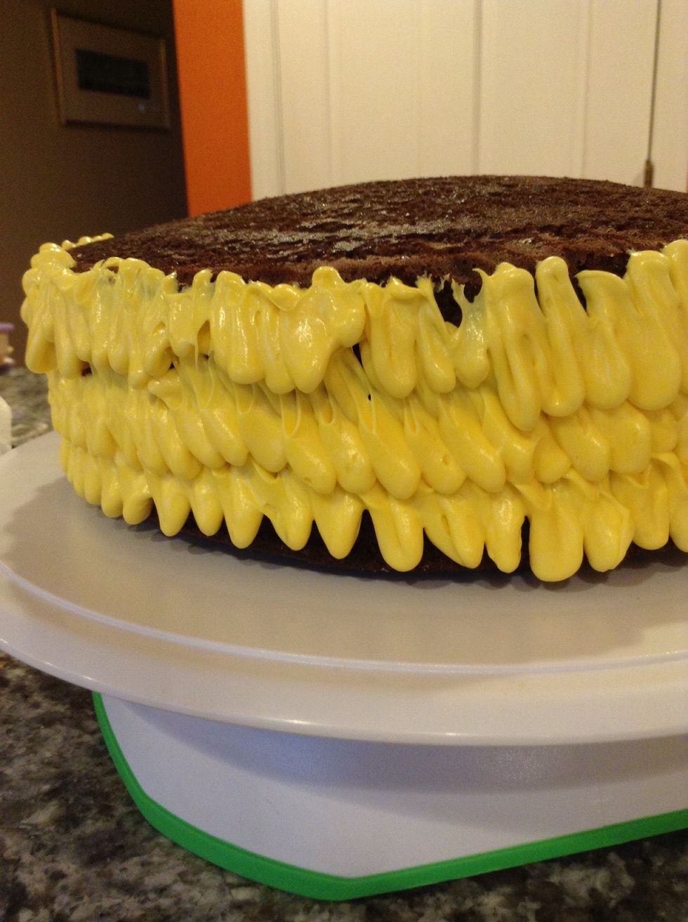 Then do the whole cake (try not to make it as messy as mine!)