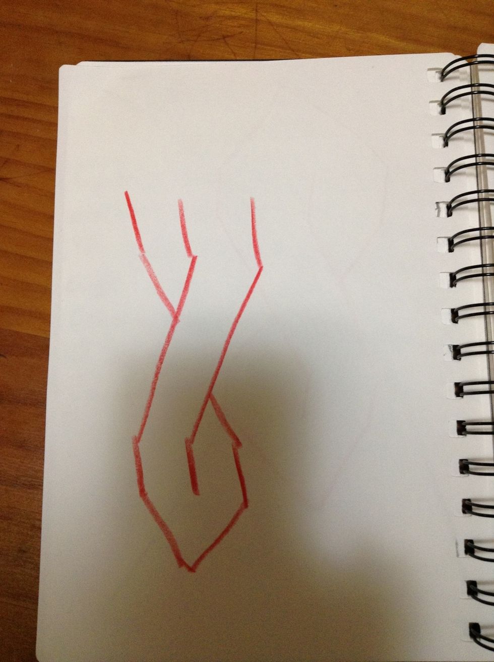 Then draw 1 triangle down the bottom.