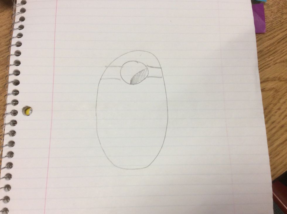 Then draw a eye big circle little circle and two lines on each side of head