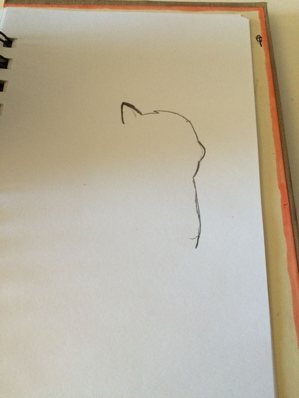 Then draw a line like shown. This is the front leg