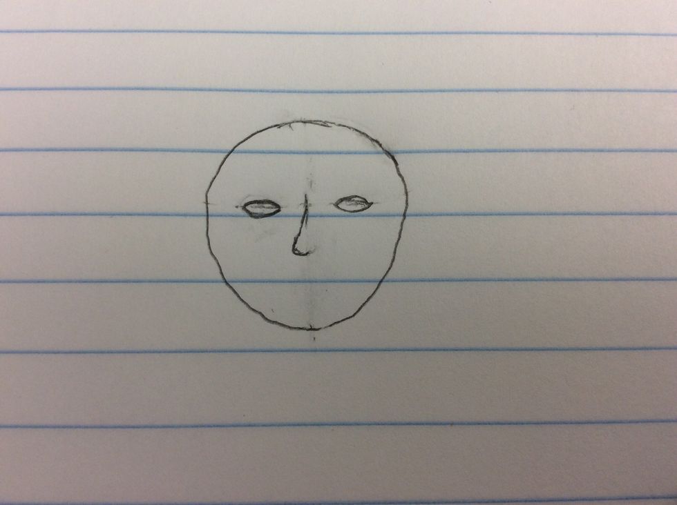 Then draw a nose on the vertical line.