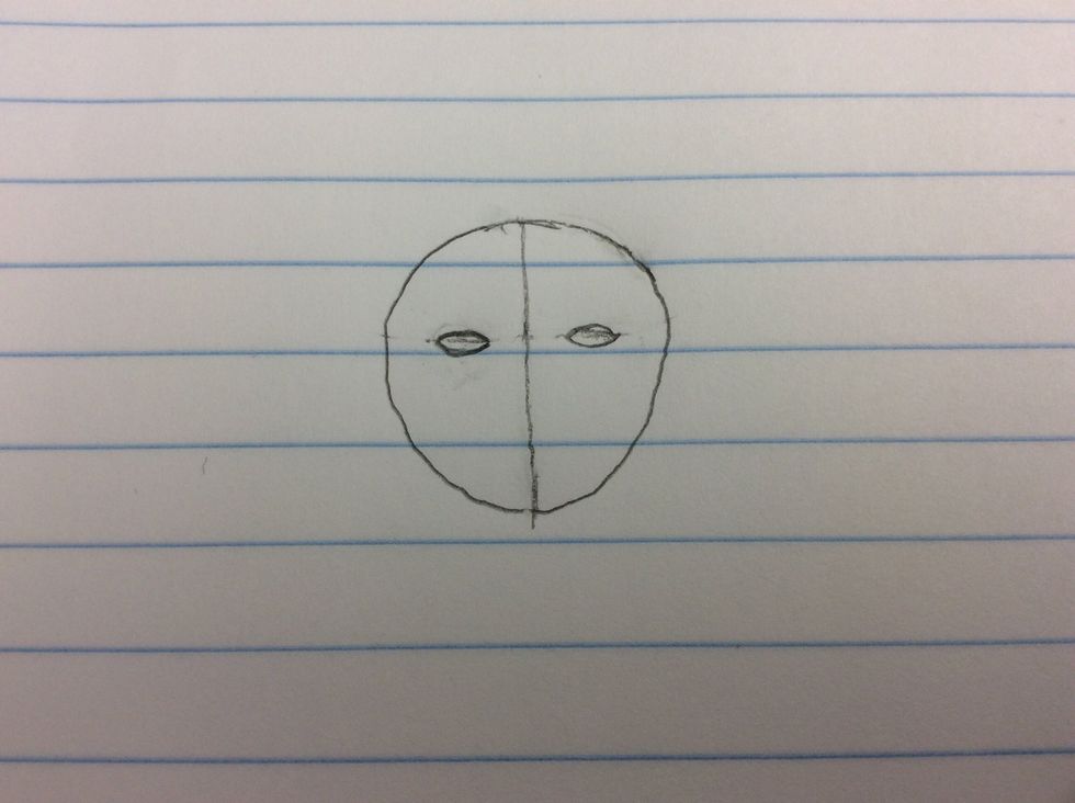 Then draw a pair of eyes on the horizontal line.