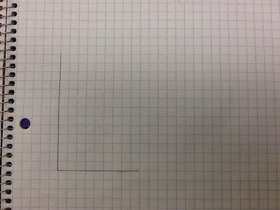 Then draw a vertical line to make a right angle which is an angle that is 90 degrees.