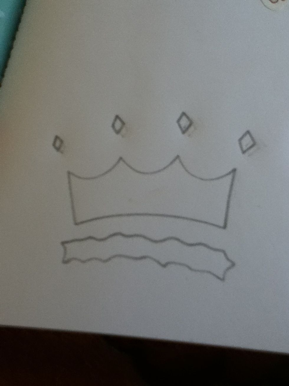 Then draw four small diamonds above each line