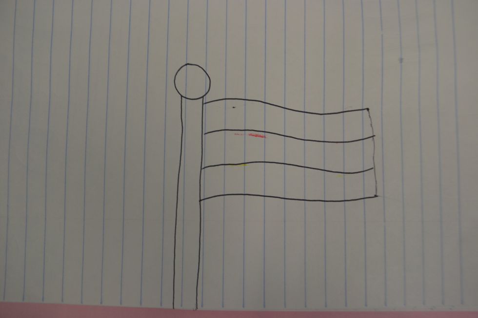 Then draw lines on the inside of it to make it look like the flag is drifting through the wind.