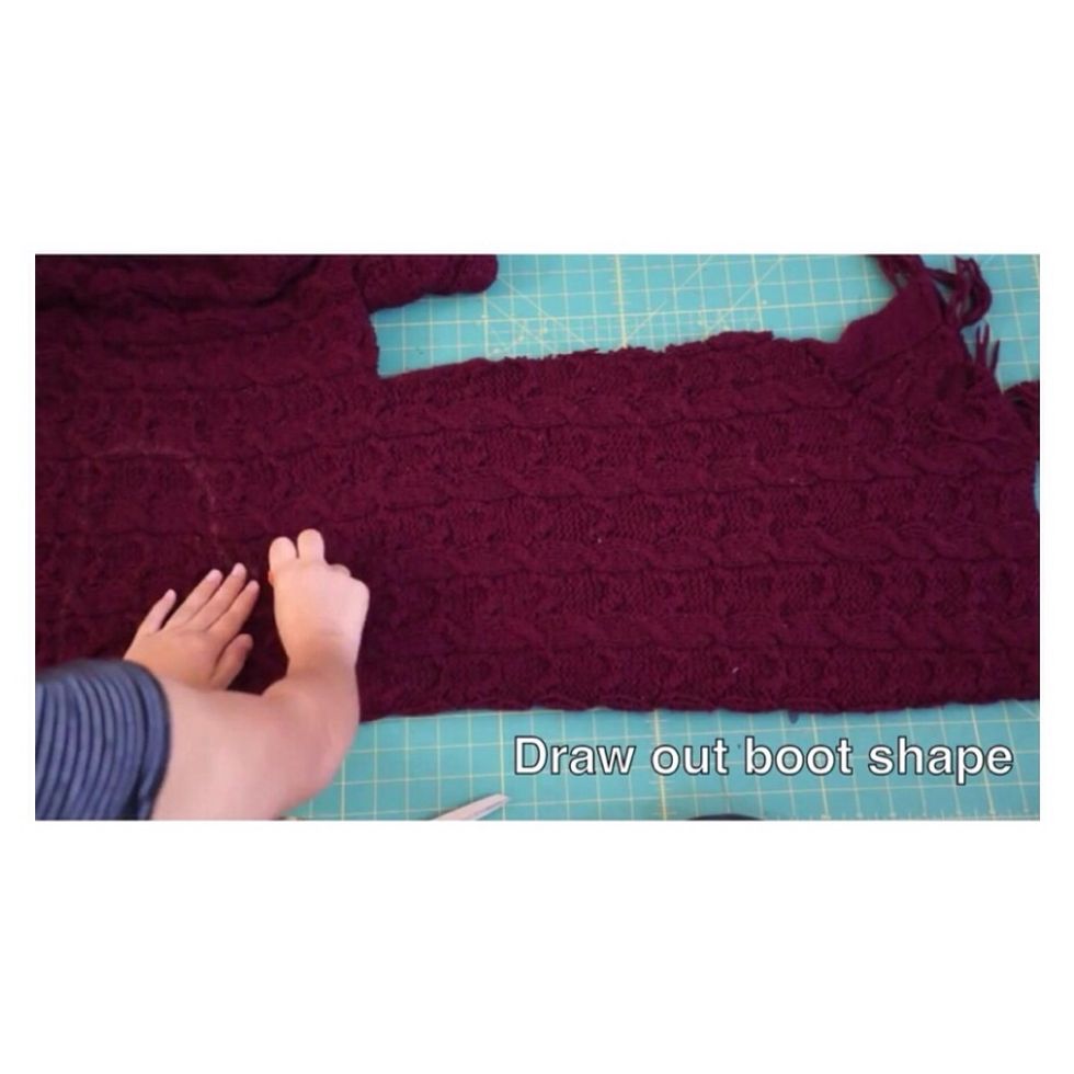 Then draw out the shape of the boot