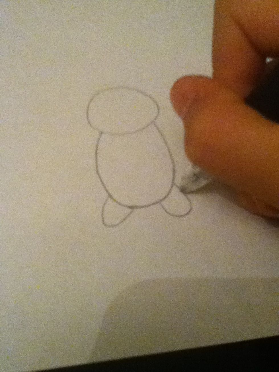 Then draw the feet or legs long or short