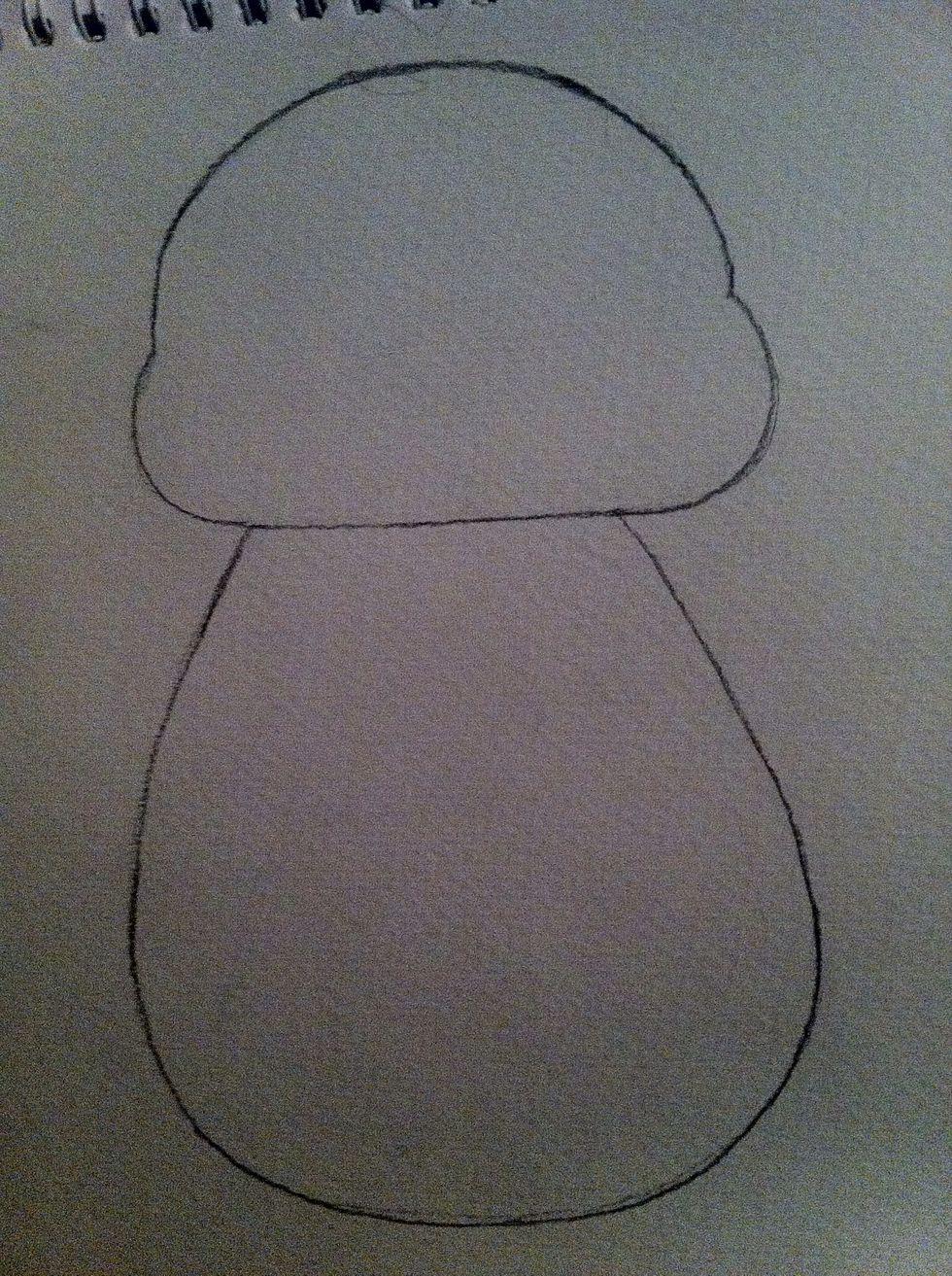 Then draw the head in this shape ,semi circle