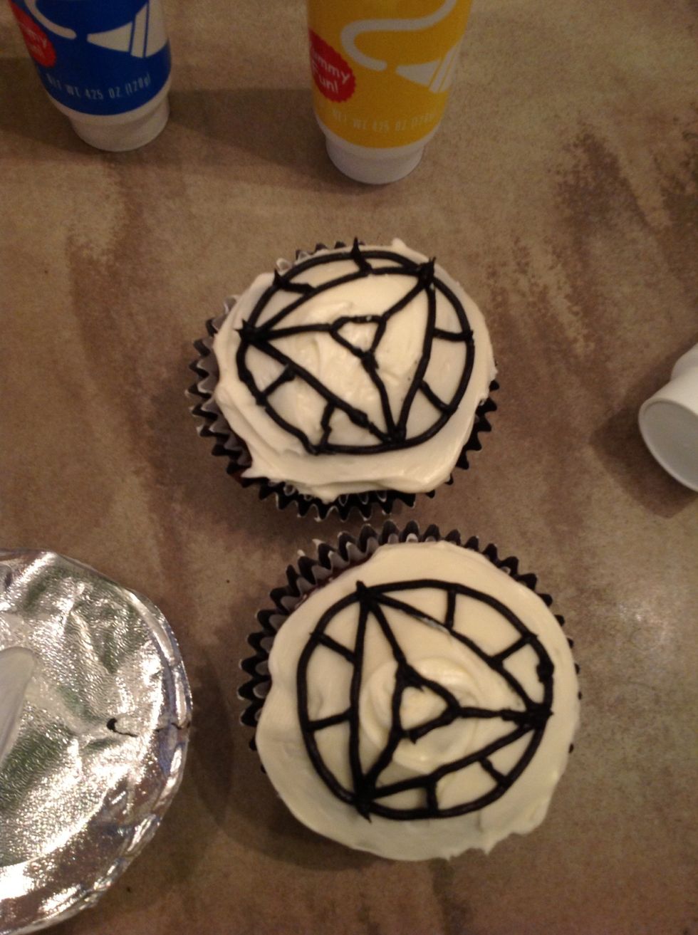 Then, draw the outline of the arc reactor on them.