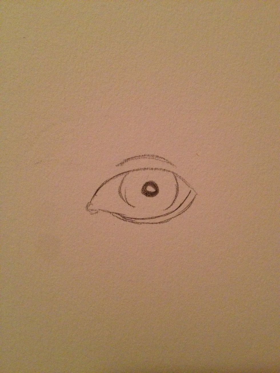 Then draw the waterline, the pupil, and the eyelid. I know It looks funky but it will look fine once u start blending. TIP: the pupil is ALWAYS in the middle of the coloured part of the eye! ALWAYS!!!