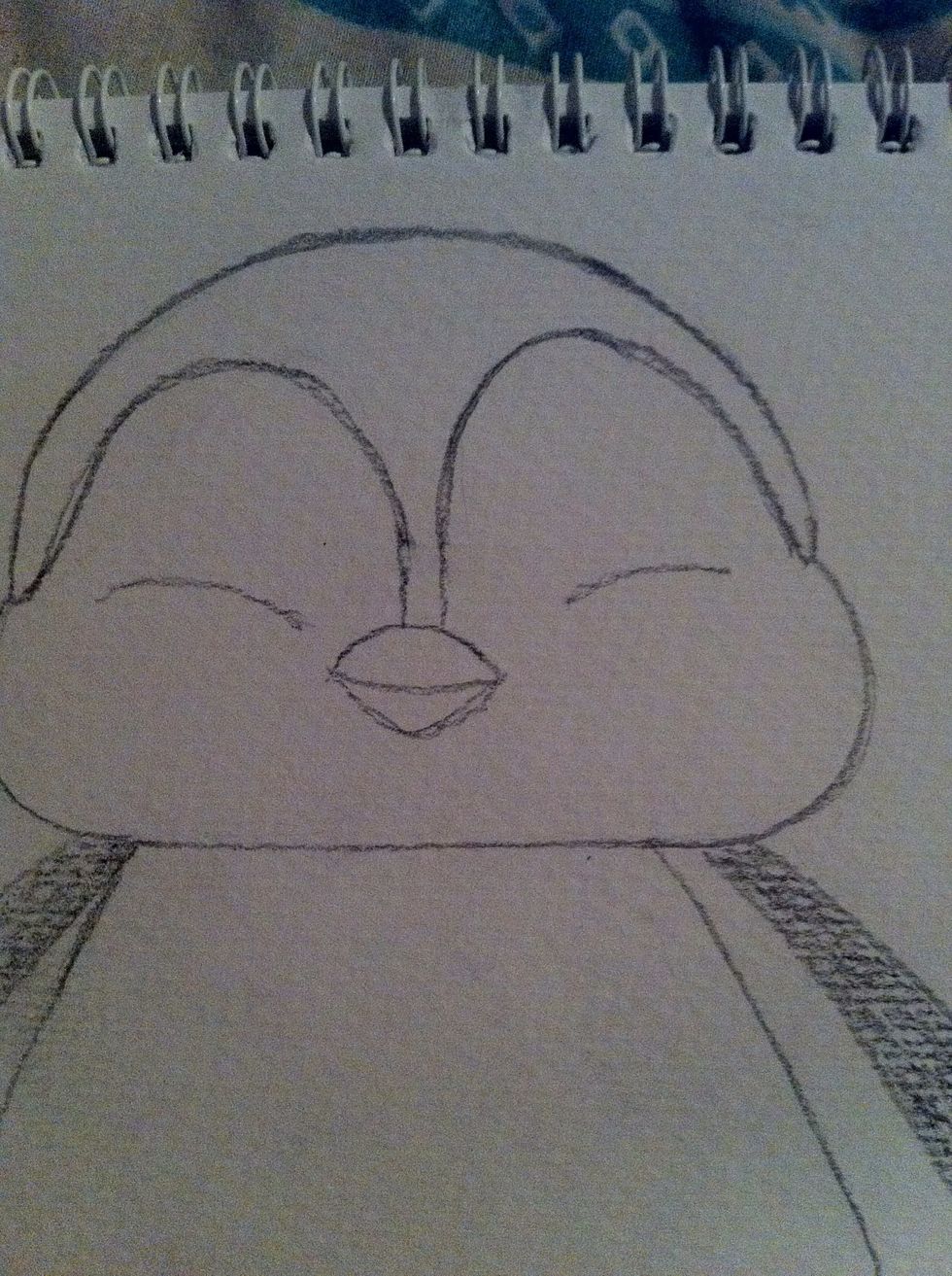 Then draw tow lines like this as the lower border for his eyes