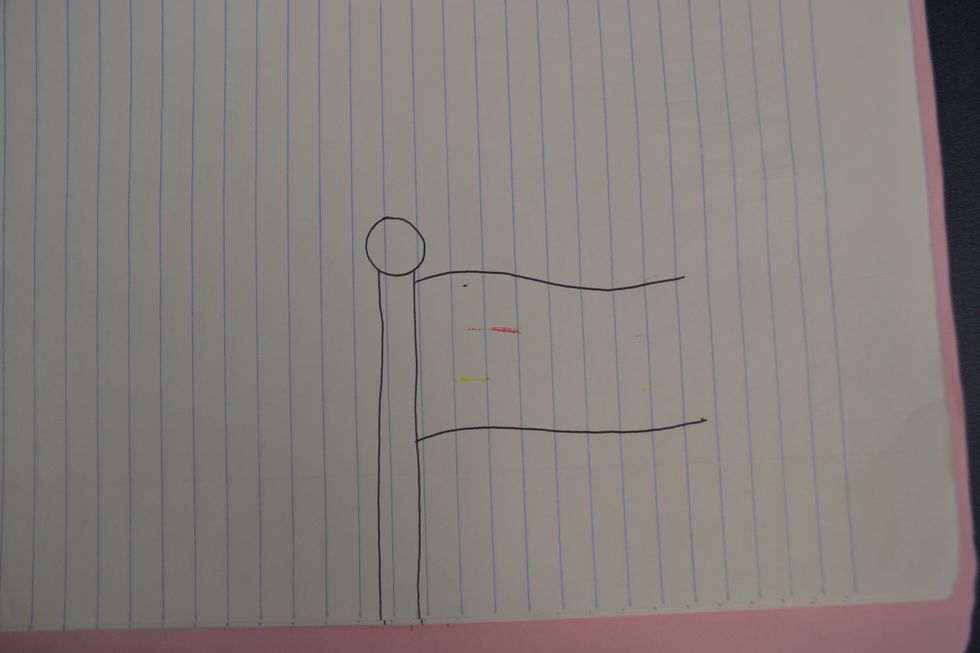 Then draw two curved lines like this.