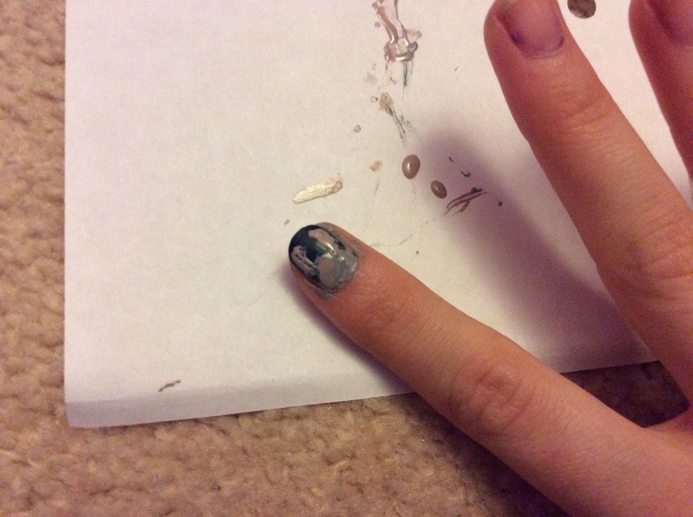 Then draw two lines coming off the semicircle in the same colour