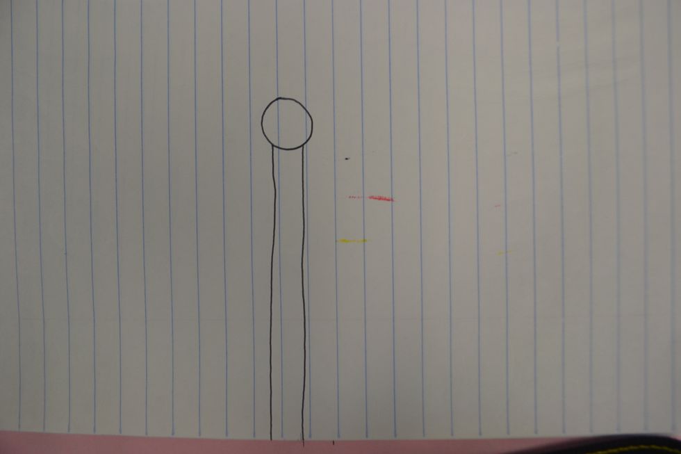 Then draw two lines going down from each side.