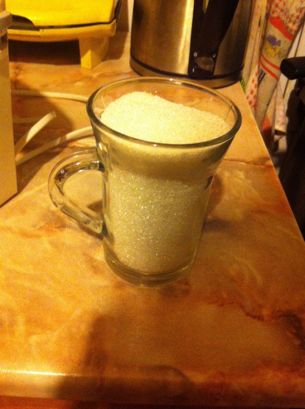 Then edd one cup suger slowly step by step