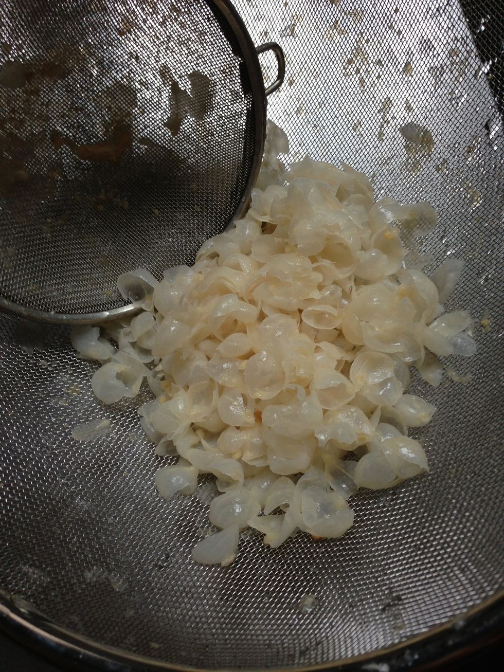 Then either you take them out by hand or u fish them out with the strainer.