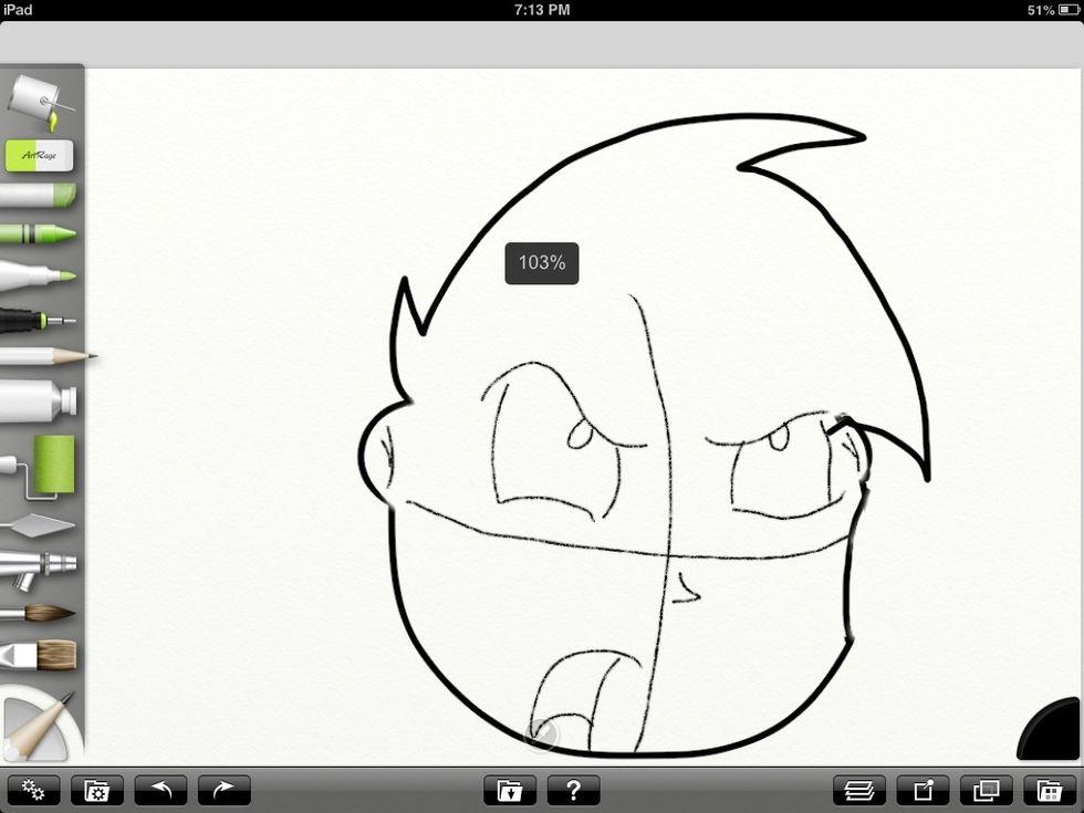 Then erase the bald circle on his forehead