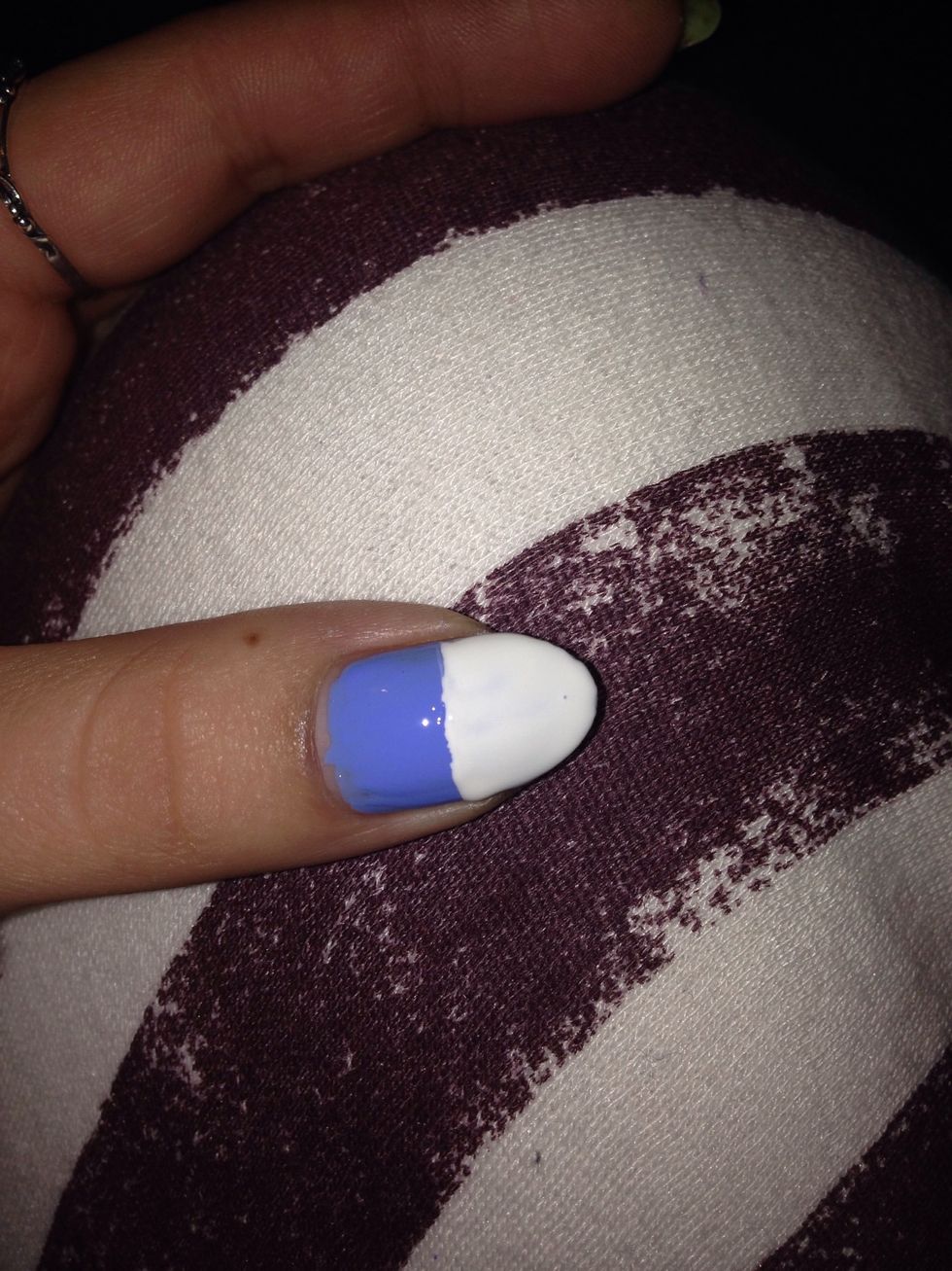 Then fill in with white nail varnish like so