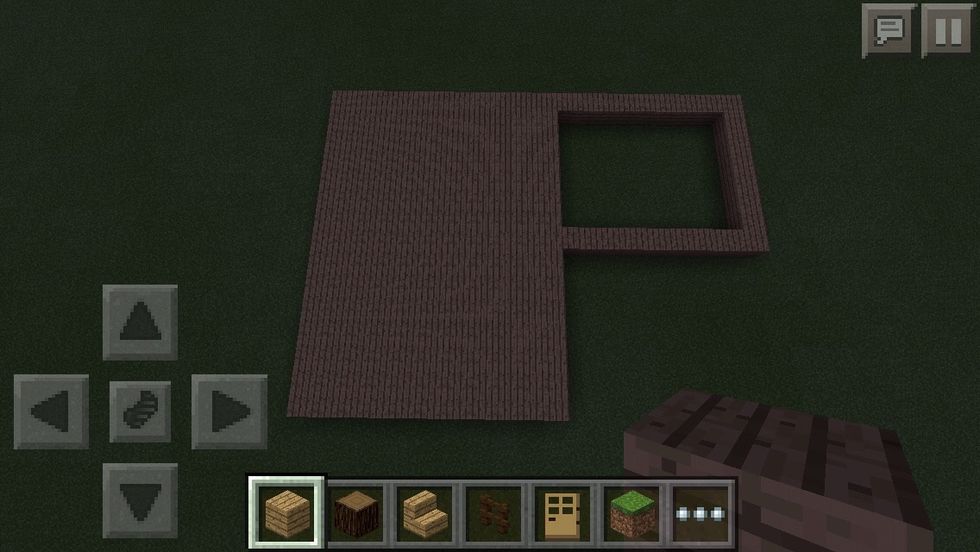 Then fill the insides of the larger rectangle with oak wood planks.