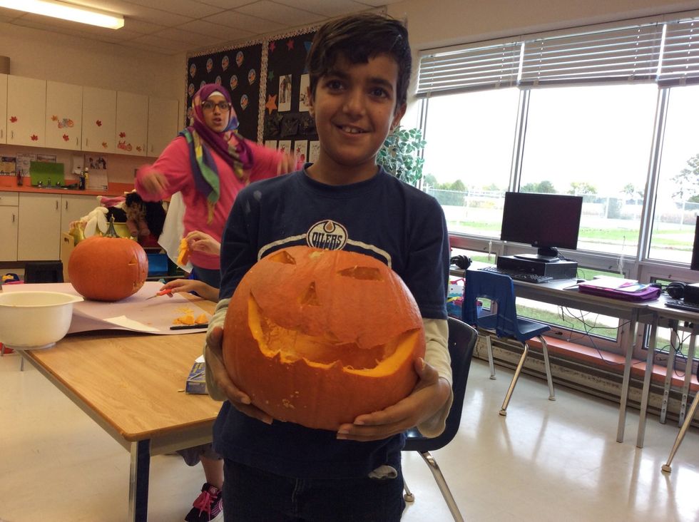 Then finally you can put a candle in the pumpkin and put it on your porch