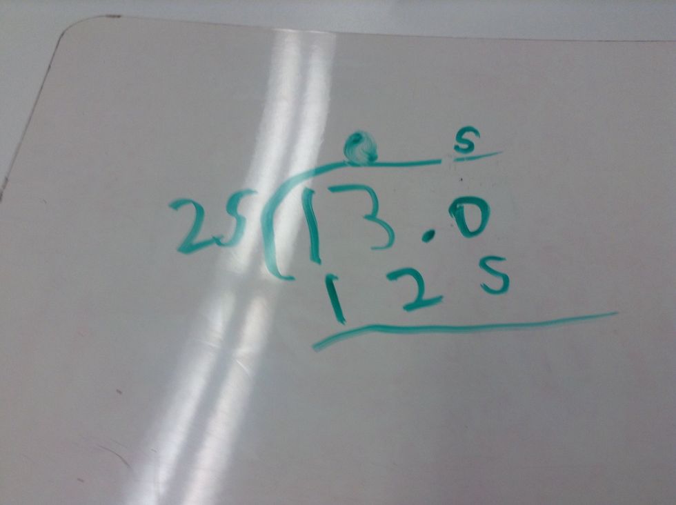 Then find what goes into 13.0 it is 0.5 and the answer is 125.