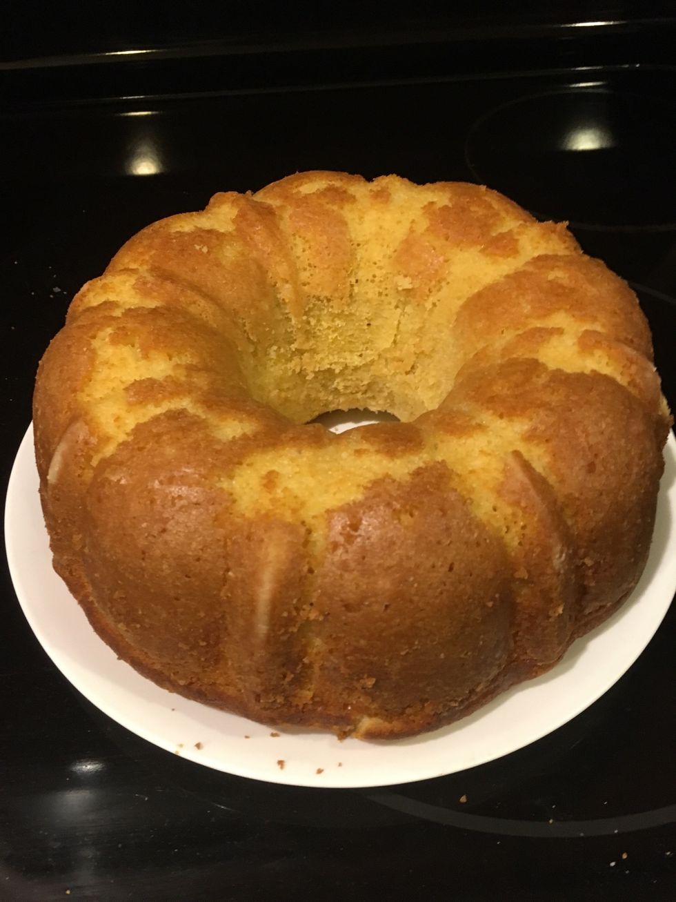 Then flip the cake onto a plate