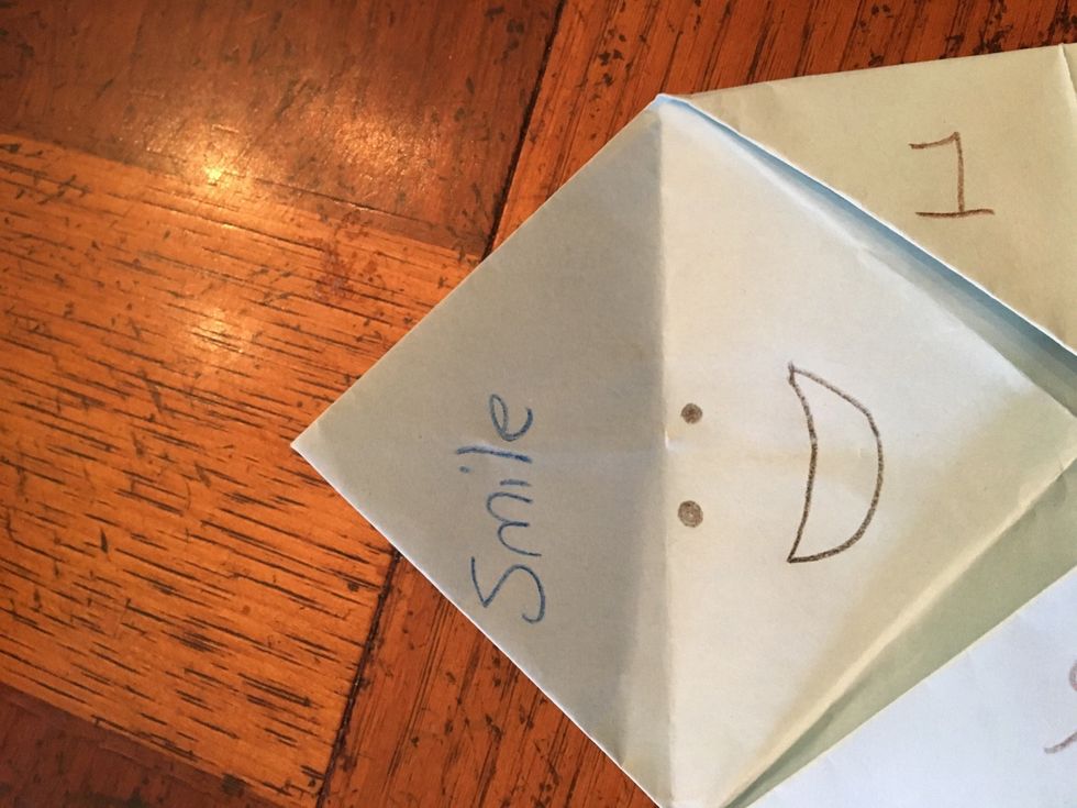 Then flip up the flaps you were writing on and write something cute in