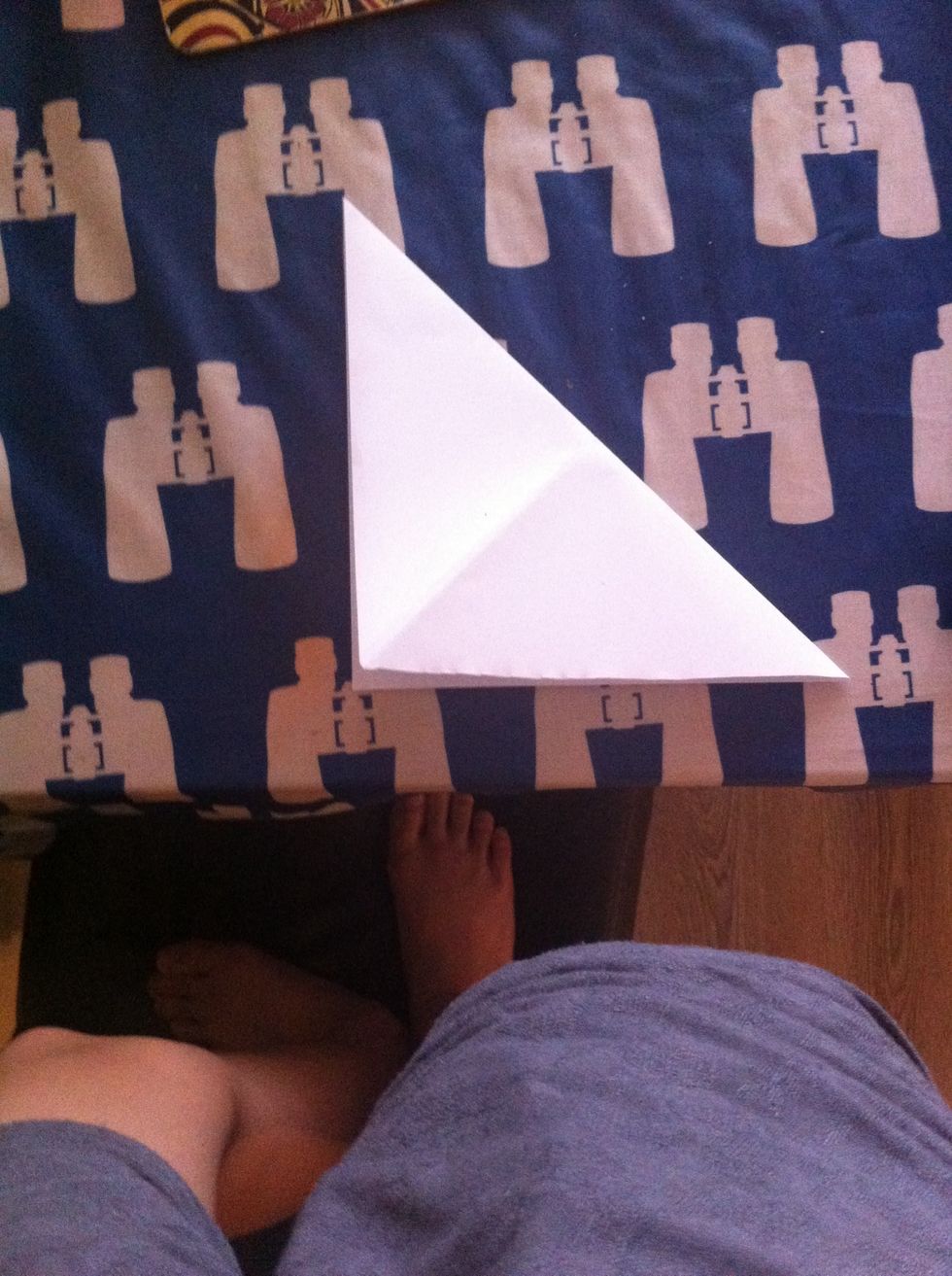 Then fold it in to another side ways triangle