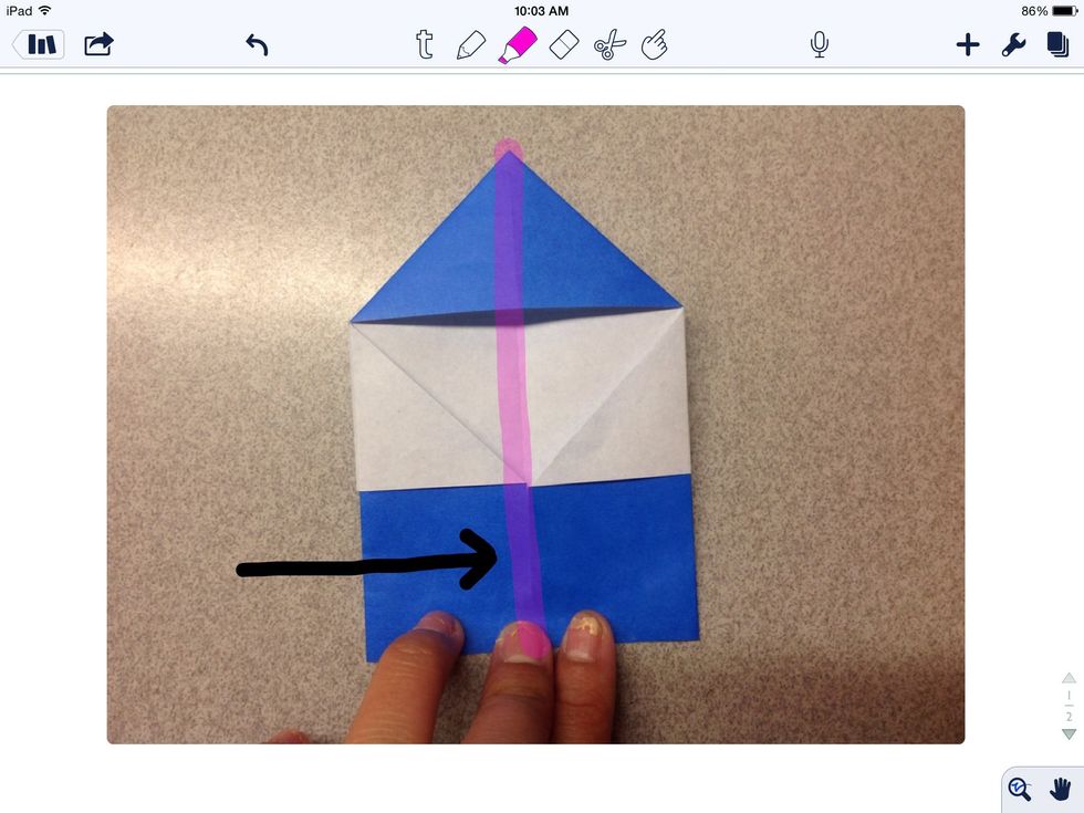 Then, fold the left side to the center line.