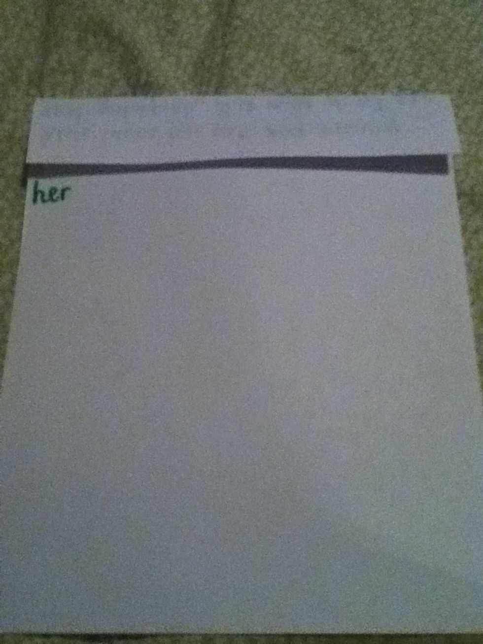 Then fold the paper over your writing so your friend can't see what you've written, and then just write a word your friend can join onto like: and, because or then!