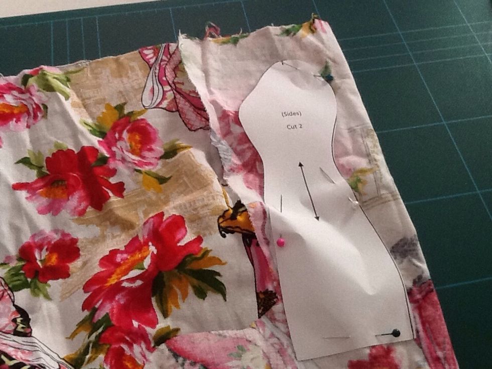 Then fold your fabric in half, pin, trace and cut the side piece.