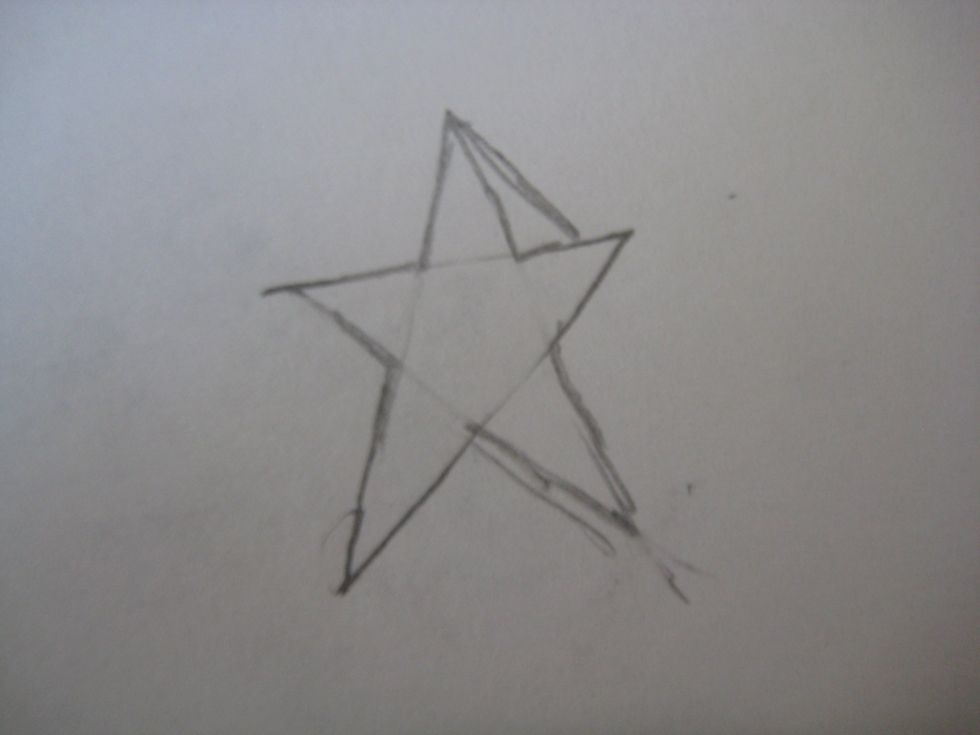 Then, from the tippy top, draw a line down to the line under it.