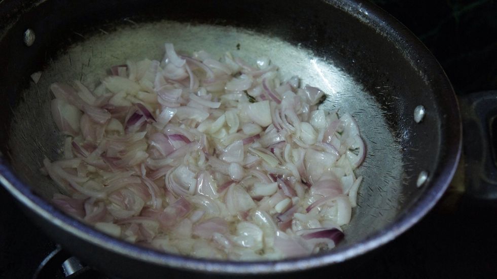 Then fry the onions add little bit of salt to it..