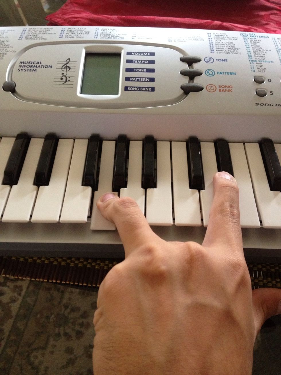 Then G and E flat on the 4th octave.