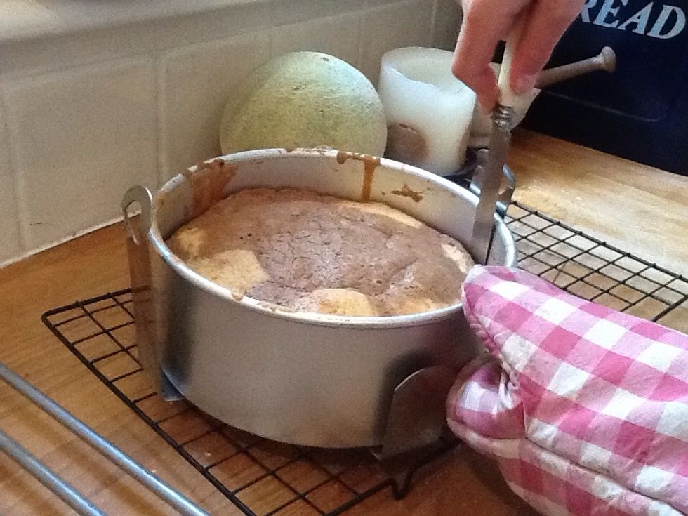 Then get a knife and go round the edges to release it from the sides