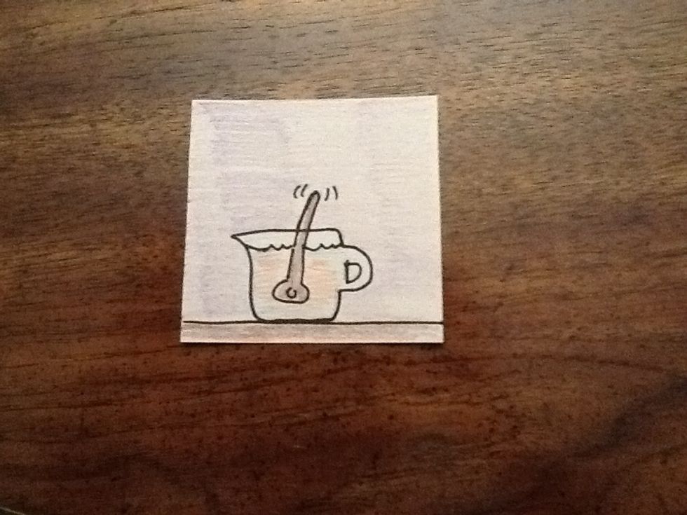 Then get a large spoon and stir it up.