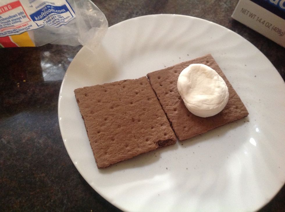 Then get a marshmallow or the rice crispy treat and flatten it out.