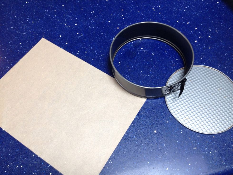 Then get out your 9 inch spring form pan and a sheet of parchment paper.
