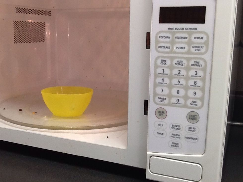 Then,get the bowl and put it into the microwave until it's all melted