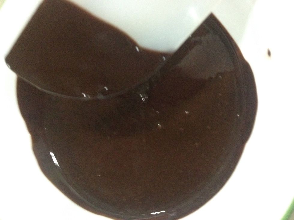 Then get your cooled, melted chocolate and mix it in.