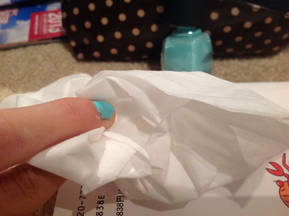 Then get your tissue and rub your nail that you just deeply coated. (Do it good!)