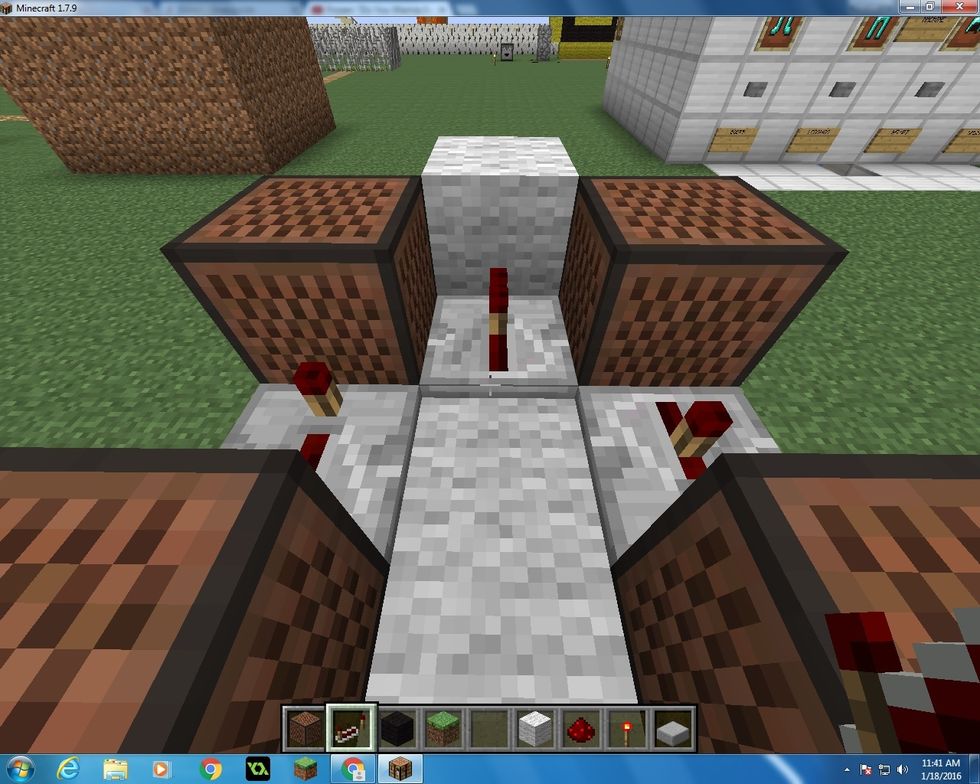 Then go in the inside of the block that you just put down and place down a Repeater, don't click on the Repeater at all. Just leave it how you put it.